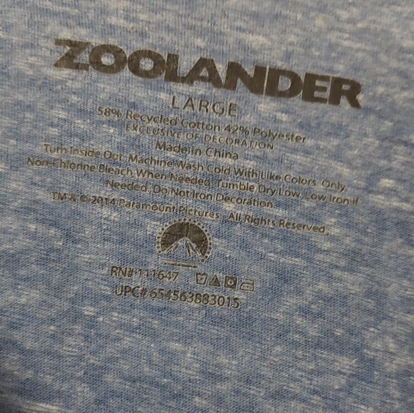 Mens Zoolander Short Sleeve T-Shirt  Large - Picture 3 of 3